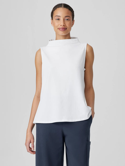 Pima Cotton Stretch Jersey Funnel Neck Tank