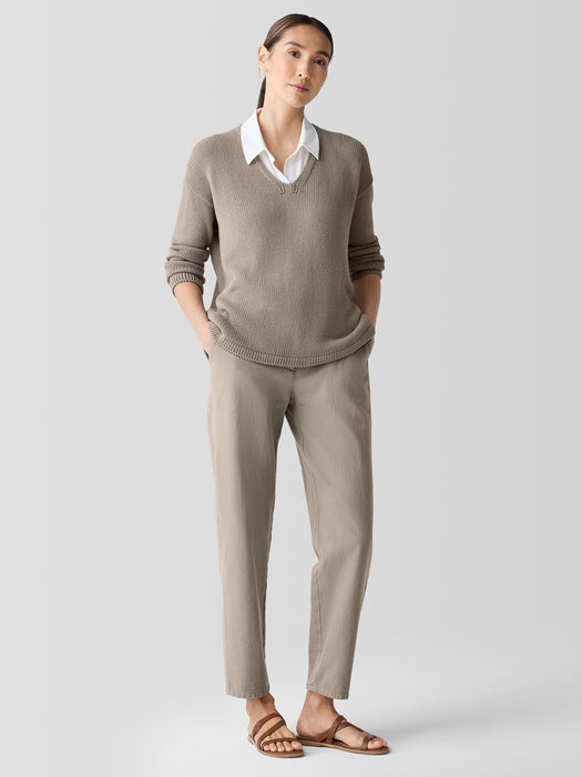 Peruvian Organic Cotton Cord Jersey V-Neck Top