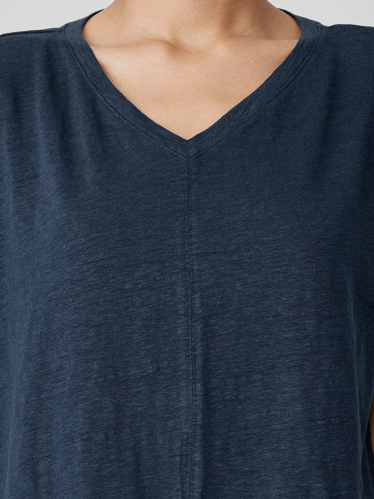 Organic Linen Jersey V-Neck Tee