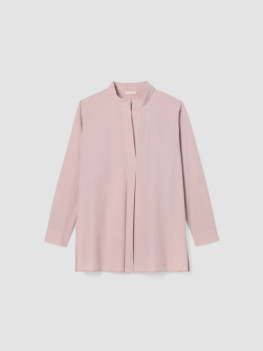 Washed Organic Cotton Poplin Stand Collar Top