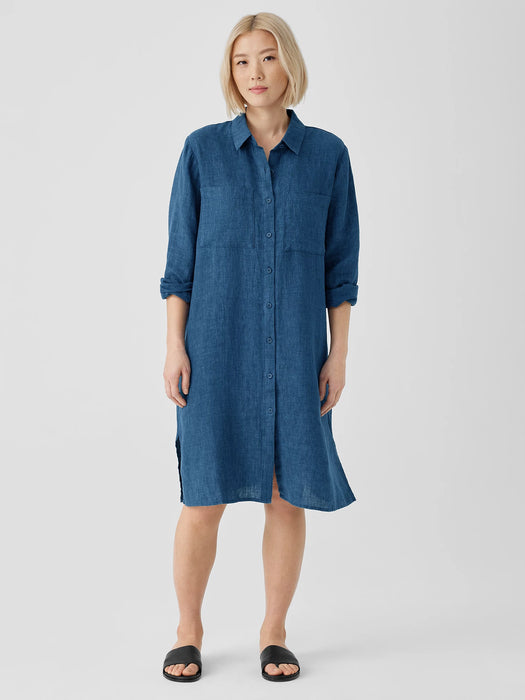 Washed Organic Linen D&eacute;lav&eacute; Shirtdress