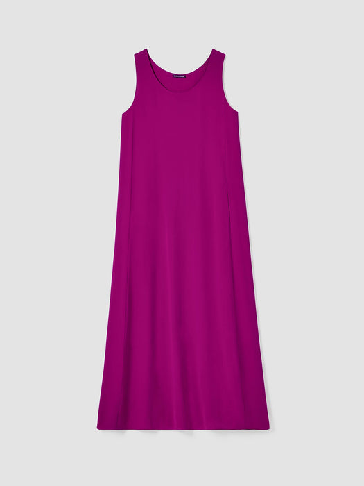 Silk Georgette Crepe Scoop Neck Dress
