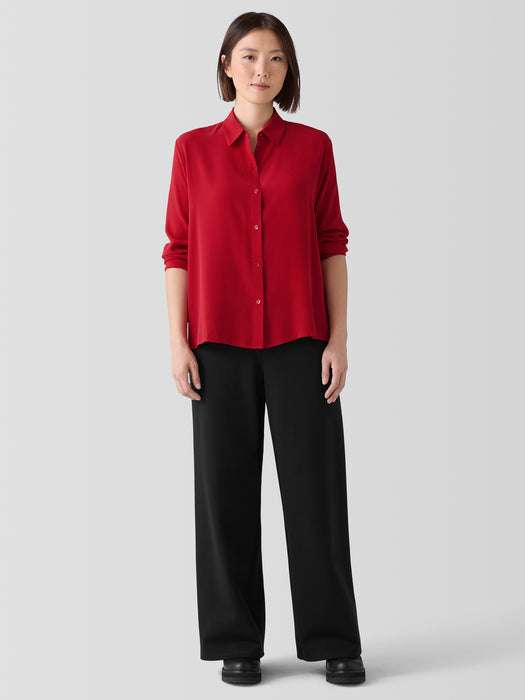 Silk Georgette Crepe Classic Collar Shirt