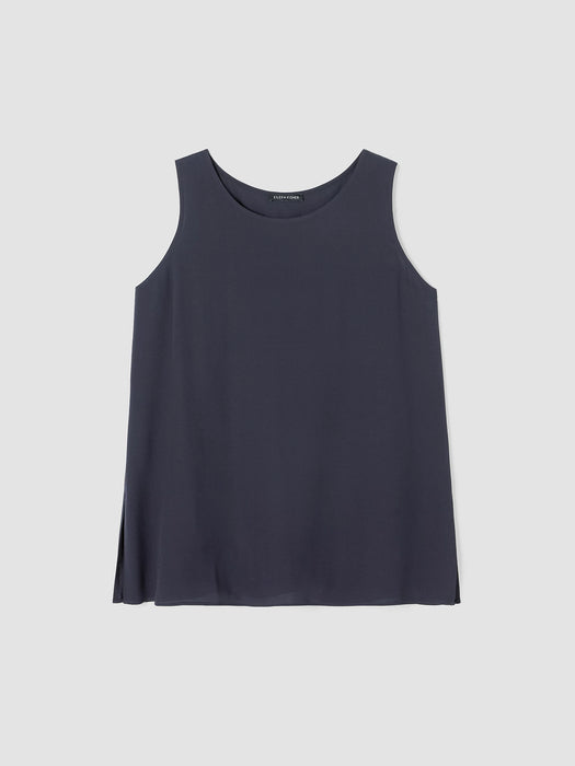 Silk Georgette Crepe&nbsp;Ballet Neck Long Tank