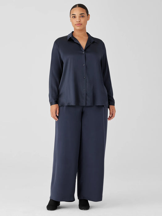 Silk Double Crepe Wide-Leg Pant