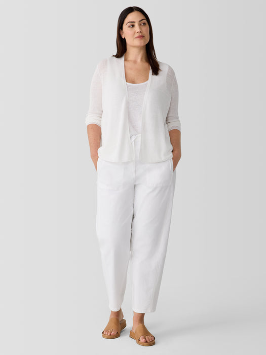 Organic Linen Cotton Airy Tuck Cropped Cardigan