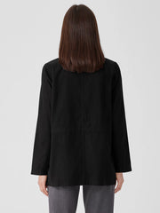 Cotton Hemp Stretch Stand Collar Jacket