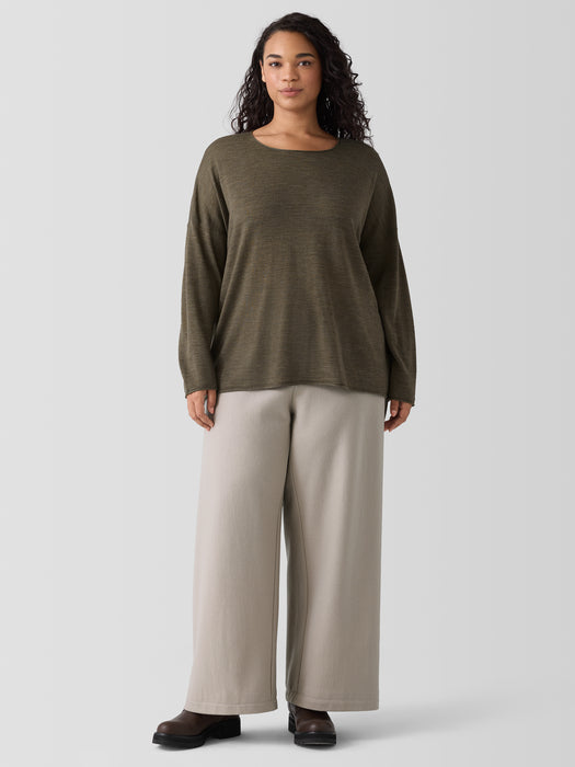 Felted Wool Jersey&nbsp;Wide-Leg Long Pant in Regenerative Wool
