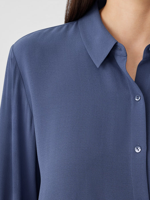 Silk Georgette Crepe Classic Collar Shirt