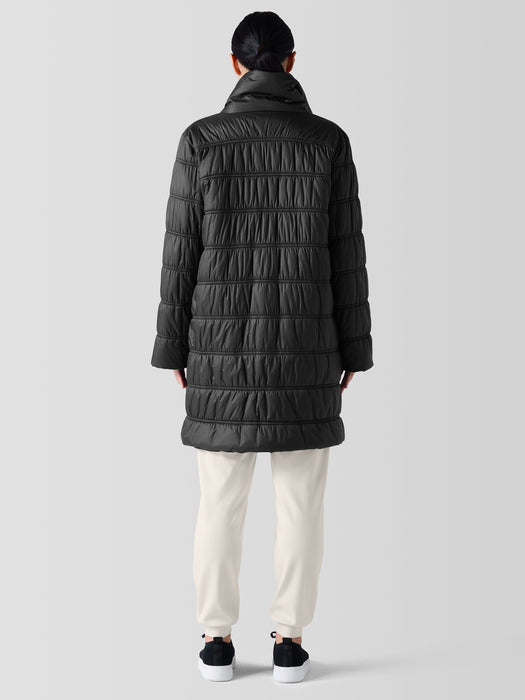 Eggshell Recycled Nylon Stand Collar Coat