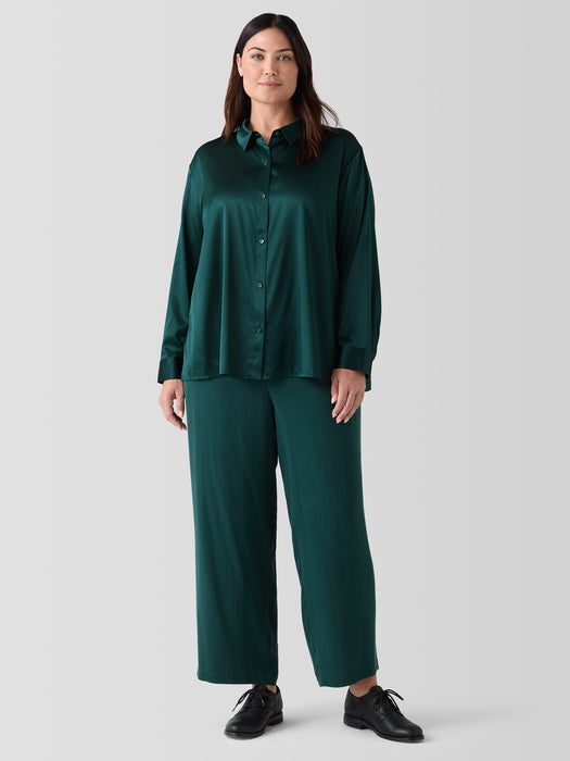 Stretch Silk Charmeuse&nbsp;Classic Collar Shirt