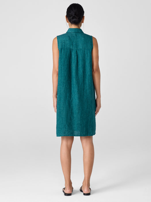Washed Organic Linen D&eacute;lav&eacute; Sleeveless Shirtdress