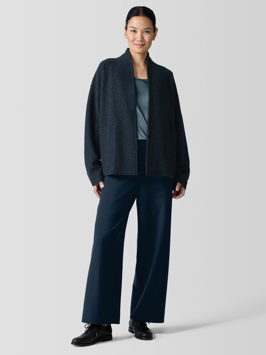 Lightweight Boiled Wool High Collar Jacket in Regenerative Wool