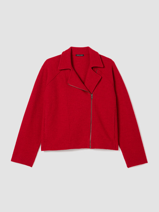 Lightweight Boiled Wool Motorcycle Jacket in Regenerative Wool