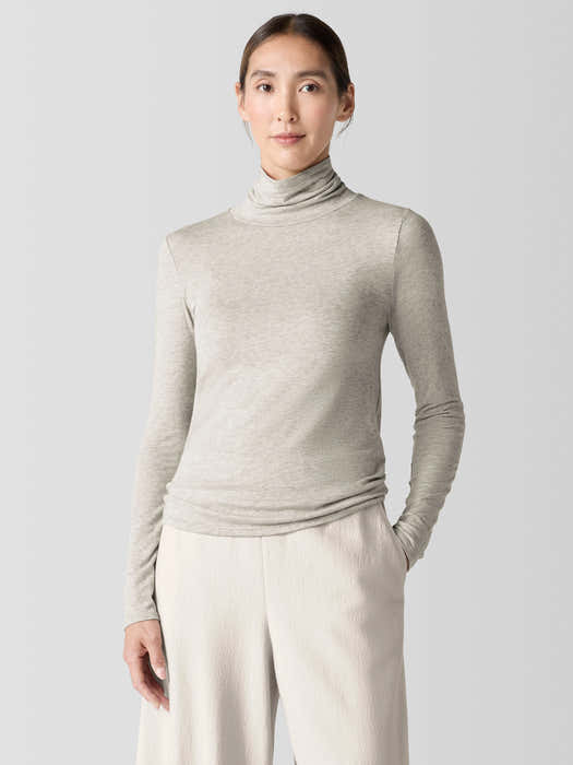Sheer Knit Turtleneck Top