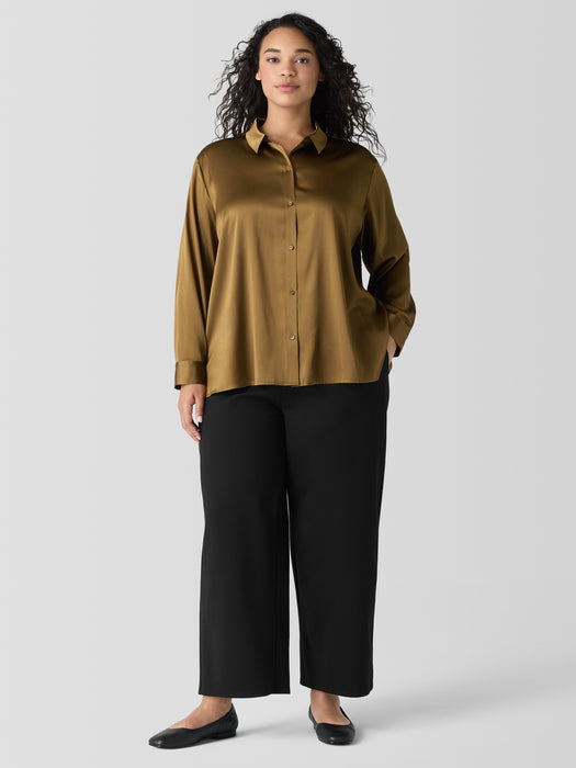 Stretch Silk Charmeuse&nbsp;Classic Collar Shirt