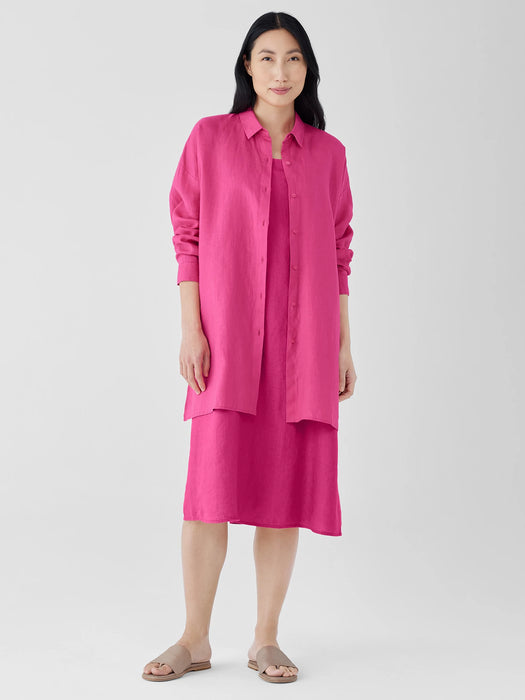 Organic Handkerchief Linen Classic Collar Long Shirt