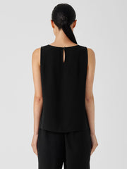 Silk Georgette Crepe Jewel Neck Tank