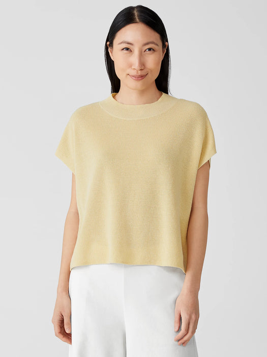 Organic Linen Cotton Mock Neck Top
