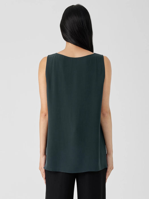 Silk Georgette Crepe&nbsp;Ballet Neck Long Tank