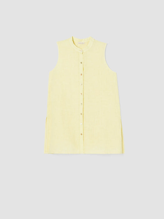 Garment-Dyed Organic Handkerchief Linen Sleeveless Shirt