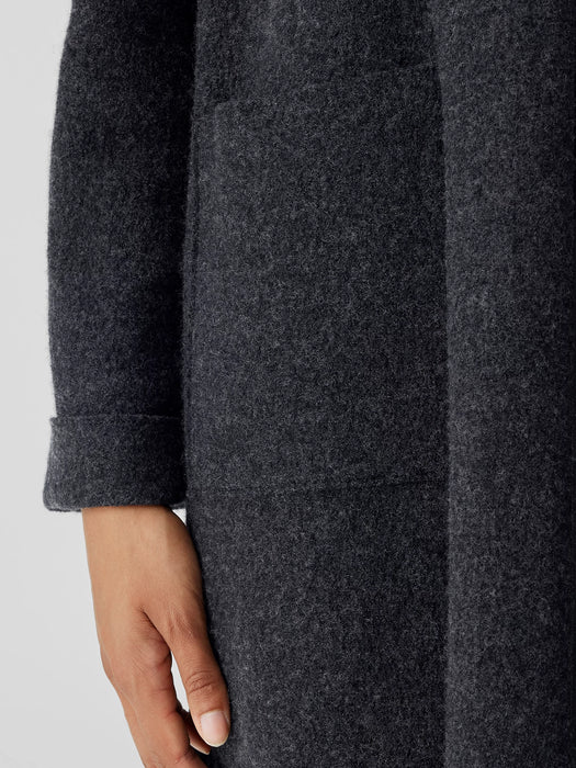 Lightweight Boiled&nbsp;Wool High Collar Coat in Regenerative Wool