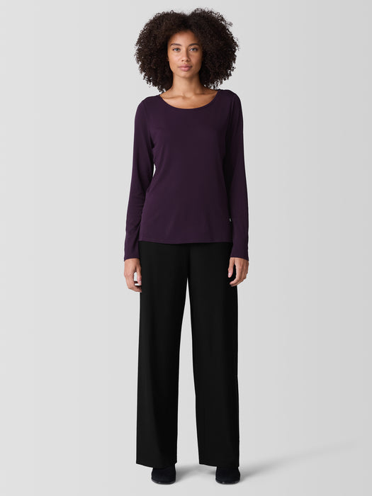 Stretch Silk Jersey Scoop Neck Top