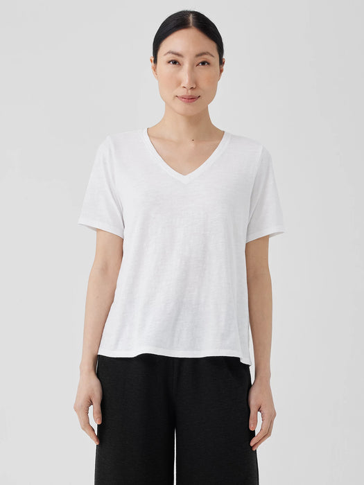 Organic Cotton Slubby Jersey V-Neck Tee