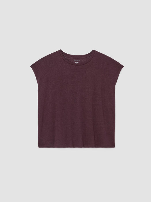 Organic Linen Jersey Shirred-Back Top
