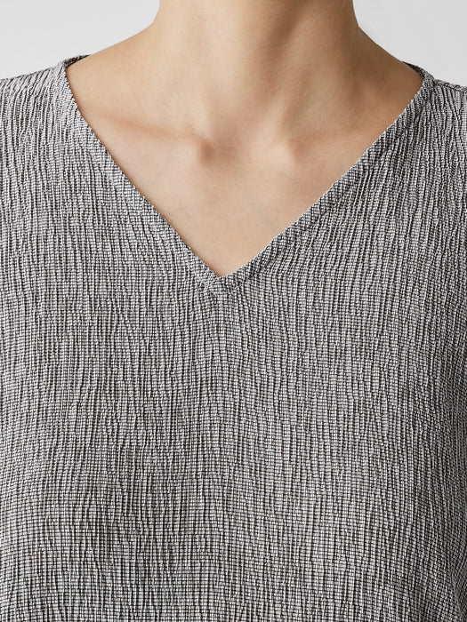 Woven Pliss&eacute; V-Neck Top