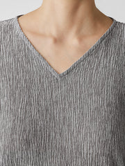 Woven Pliss&eacute; V-Neck Top