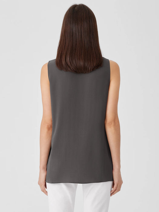 Silk Georgette Crepe&nbsp;Ballet Neck Long Tank