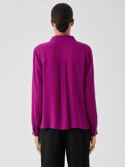 Silk Georgette Crepe Classic Collar Shirt