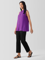 Silk Georgette Crepe Sleeveless Shirt
