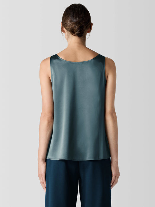 Stretch Silk Charmeuse Scoop Neck Tank