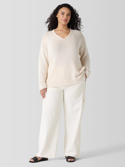 Peruvian Organic Cotton Cord Jersey V-Neck Top