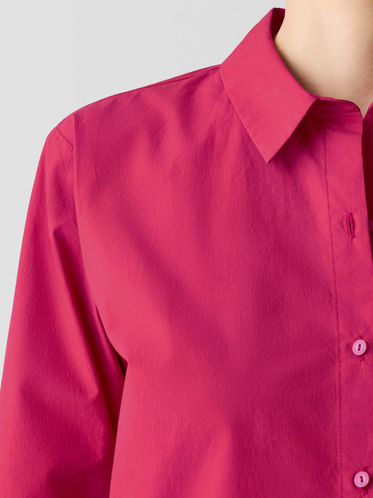 Washed Organic Cotton Poplin Classic Collar Short Shirt