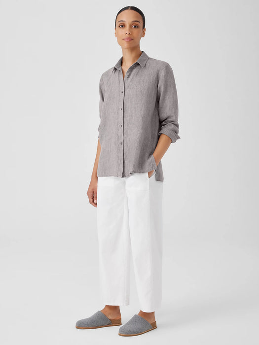 Washed Organic Linen D&eacute;lav&eacute; Classic Collar Shirt
