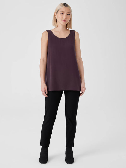 Silk Georgette Crepe&nbsp;Ballet Neck Long Tank