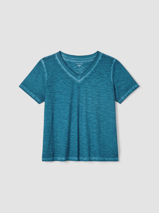 Organic Cotton Hazy Slub V-Neck Tee