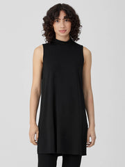 Stretch Jersey Knit Mock Neck Long Tank