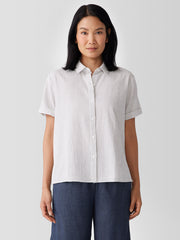 Organic Cotton Ripple&nbsp;Checkered&nbsp;Short-Sleeve Shirt