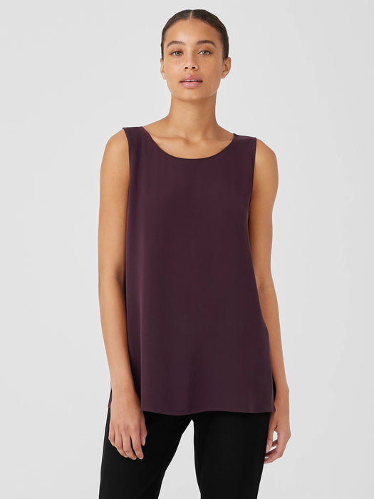 Silk Georgette Crepe&nbsp;Ballet Neck Long Tank