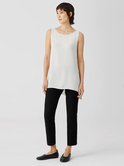 Silk Georgette Crepe Bateau Neck Tank
