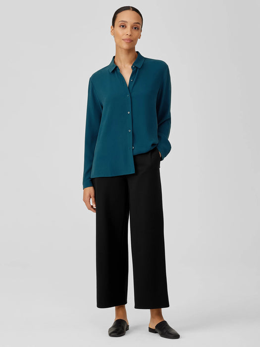 Silk Georgette Crepe Classic Collar Shirt