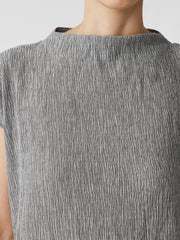 Woven Pliss&eacute; Funnel Neck Dress
