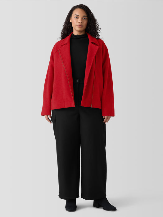 Lightweight Boiled Wool Motorcycle Jacket in Regenerative Wool