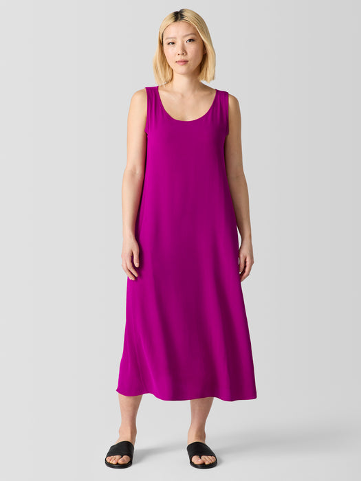 Silk Georgette Crepe Scoop Neck Dress