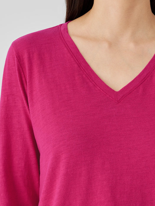 Organic Cotton Slub V-Neck Top