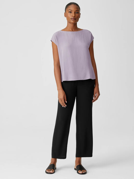 Silk Georgette Crepe Shirred-Back Top